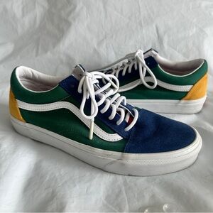 Vans Old Skool Men's Multicolor Sneakers Suede and Canvas Green Blue Yellow 10